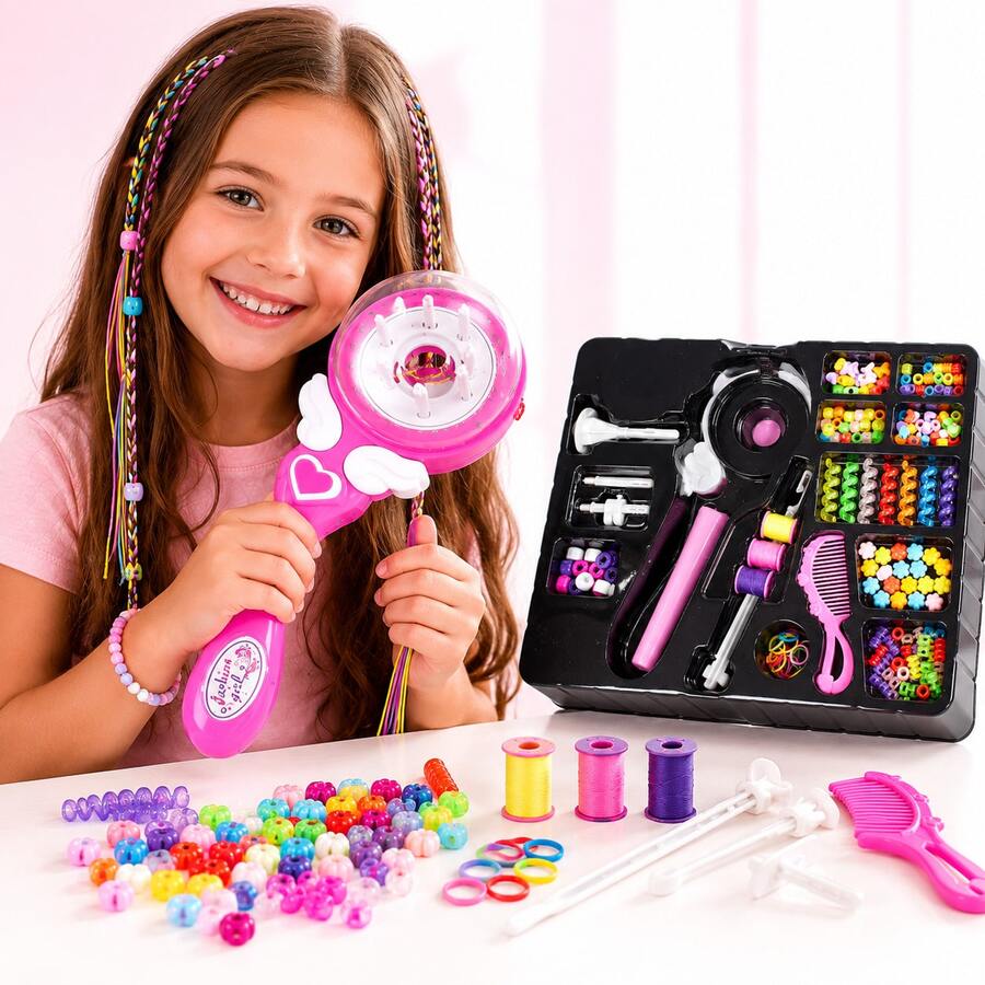 Máquina De Fazer Tranças Infantil Automática Com Miçangas E Acessórios Tererê