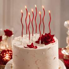 1/2/6pcs Curved Red Cake Decoration Candles (6pcs/Box) Christmas Cake Decoration Candles Halloween Witch Red Candles - Multicolor - View 2
