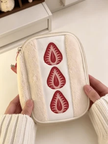 1pc Strawberry Sandwich Pencil Case, A Sweet And Cute Women's Small Item Storage Bag, Perfect For Storing Pencils, Makeup Brushes And Other Small Items. It Is Multi-Functional, Spacious And Portable, Making It An Ideal Gift For Friends Or Besties. - Multicolor - View 3