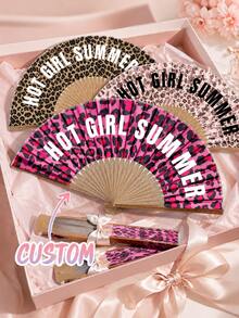 Customized New Leopard Print Folding Fan, Portable Handheld Fan, Suitable For Dance, Photography, Travel And Daily Use, Summer, Holiday - Multicolor - View 4