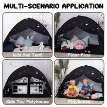 Kids Twin Size Bed Tent With Flags - Portable Foldable Canopy For Toddler Beds, Indoor Playhouse, Privacy Space For Boys & Girls, Perfect Gift For Bedroom Decor(Black Star) - 黑色星空 - 查看 7