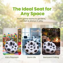 Inflatable Sofa | Football Pattern Lazy Lounge Single Chair Foldable Couch | For Living Room Balcony Camping Picnic Backyard Apartment Travel - Multicolor - View 3