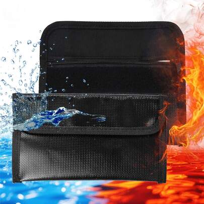 Fireproof Document Bag With Zipper, 7.9" X 4.5" Waterproof For Cash And Passport, Heat-Insulated Waterproof Fire-S-Afe Cash Money Pouch Storage