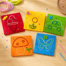1/3/5pcs Kids DIY Felt Sewing Material Kit, Car Mushroom Flower Ice Cream Butterfly Patterns, Hand-Eye Coordination Fine Motor Skills Training Handmade Toy - Multicolor - View 7
