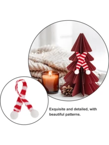 Mini Knitted Christmas Hat & Scarf Set, Red Green Red White Striped Yarn Wine Bottle Decor, Holiday Table Wine Glass DIY Atmosphere Ornament Accessory - Miniature Decoration - View 8