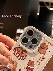 1pc Glitter Apple Lens Protector Integrated Design, Compatible With IPhone 11 12 13 14 15 16 17 Pro Plus Pro Max Mini Camera Lens Protection Ring Frame Cover, Tempered Glass Transparent Lens Film - Silver - View 6