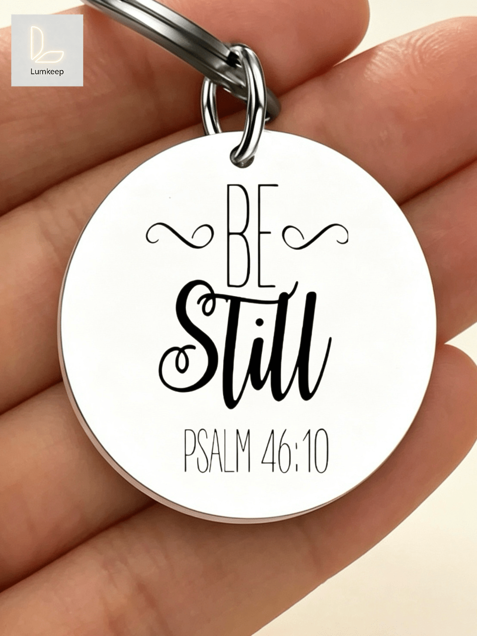 "Be Still" Bible Verse Keychain – Inspirational Psalm 46:10 Round Charm For Her | Perfect For Baptism, Graduation, Or Daily Faith Reminder | Silver-Tone With Elegant Calligraphy & Scripture | Your Quiet Strength In Hand
