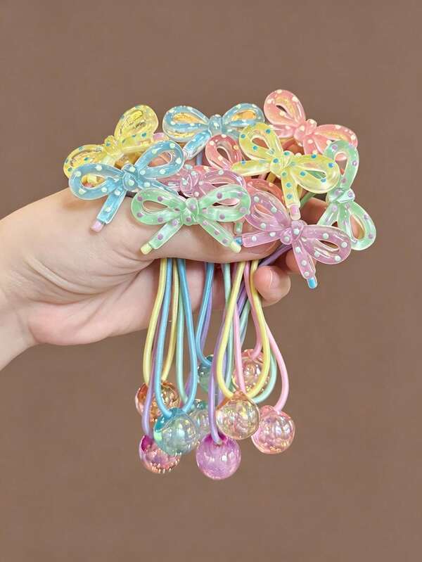 Set da 5 pezzi di elastici per capelli in gelatina colorati a pois, accessori per capelli semplici e carini per l'estate e la laurea, fermagli per code di cavallo, regali per studenti, acconciature quotidiane per il ritorno a scuola