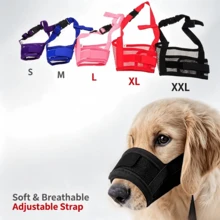 Breathable Mesh Dog Muzzle Anti-Barking Anti-Biting Adjustable Pet Mouth Cover Prevent Eating Garbage Training Muzzle For Small Medium Large Dogs - Pink - View 2