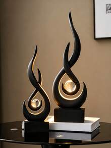 11.8 Inch Modern Minimalist Gold Flame Sculpture Decor, Suitable For Living Room, Dining Room, Bookshelf, Coffee Table, Abstract Art Sculpture Home Decoration - Multiple Styles - View 2