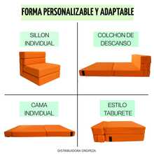Sofá Cama Individual 190x70x15 Poliéster - Naranja - Ver 2
