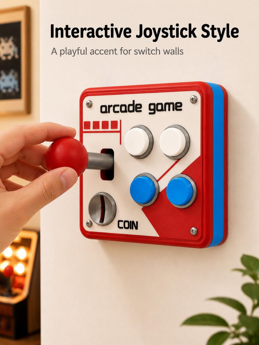 Vintage Arcade Joystick Switch Panel, Creative Single Light Switch Cover With Interactive Lever Design, Nostalgic Game Wall Decor, Suitable For Bedroom, Game Room, Office, Apartment, Gamer Gift, Retro Style Home Decor And Fun Room Decoration Accessory