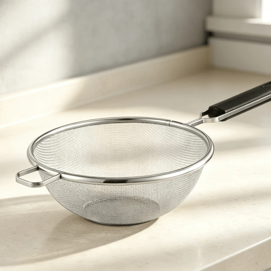 Questo colino in acciaio inossidabile argentato da 16 centimetri, dotato di un comodo manico in ABS, è uno strumento da cucina pratico per filtrare e scolare. - Grigio - Visualizzare 1
