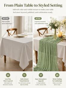 Runner da tavolo in garza di cotone, (60/90*180/300cm,45*275cm) colore unito, runner in garza stile boho per decorazione matrimonio, runner da tavolo romantico per matrimonio, festa di compleanno 10/3/1 pezzo - Runner da tavolo in garza - Visualizzare 7
