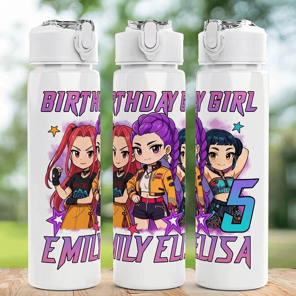 KPop Demon Hunters 3pcs 5 Colors K-POP Girl Group Style Anti-Spill Flip Top Sports Water Bottle, Portable & Fashionable Design, 800ml-27oz Travel Cup With Strap, Straw And Lid, Cute Design, High Quality, Leak-Proof, Shock-Proof, Durable Outdoor Sports Water Cup, Large Capacity Portable Cup, Suitable For Short Trips, Hiking, Picnic, Running, Fitness, Mother's Day, Halloween, Christmas, Thanksgiving, Father's Day, Valentine's Day, Students, Family, Boyfriend/Girlfriend, Birthday, Graduation Gift, Suitable For Men And Women, Also A Great Surprise Gift For Fans.