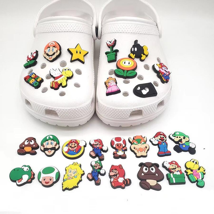 Panini Super Mario Croc Shoe Charms, Game Character Soft PVC Shoe Decoration, Suitable For Clogs And Sandals - Multicolor - View 1