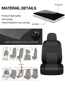 Universal 9 Pcs/5 Seat Car Seat Cover Set, Breathable Polyester Full Wrap Auto Seat Protector Compatible With Airbags, Anti-Slip All Season Seat Cushion Fit Most Sedans, SUVs And Trucks, Multiple Color Options,Car Interior Accessory Kit - A - View 9