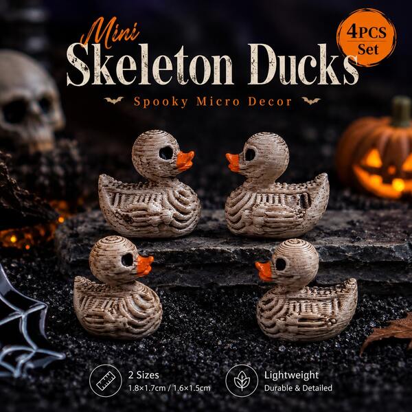 Halloween Hell Skull Duck Resin Figurine, Spooky Cute Mini Animal Ornament, Holiday Tabletop Decor For Home Indoor Party Scene Layout