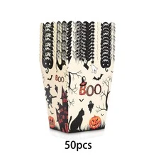 10/20/50Pcs Halloween Party Popcorn Boxes, Ghost Pumpkin Skull Bat Pattern Snack Containers, Disposable Candy Treat Boxes For Halloween Celebration, Trick Or Treat, Movie Night Party Decorations And Event Supplies - View 11