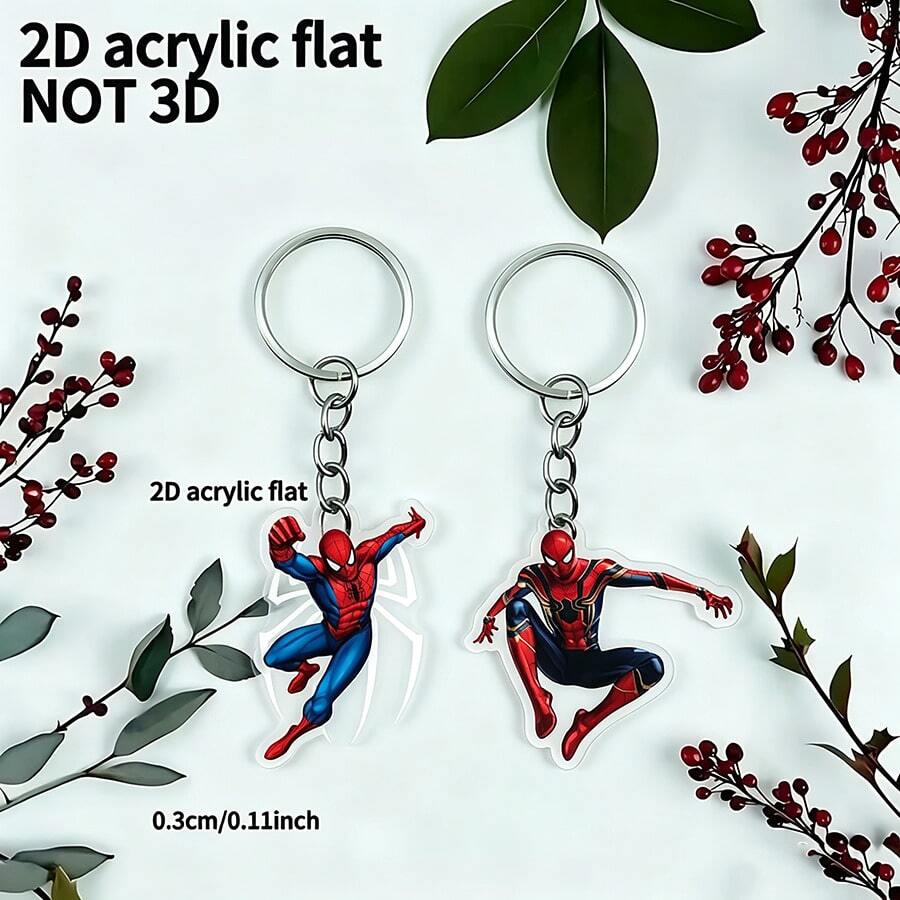 Panini 2D平面壓克力蜘蛛英雄鑰匙圈(非3D)電影風超級英雄造型包掛吊飾配件 - 彩色 - 查看 1