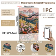 1幅装裱帆布墙画，抽象山水花卉风景海报，色彩缤纷的山景植物印花，柔和色调简约墙画海报，现代家居、办公室、浴室、卧室、宿舍装饰画，生日、毕业礼物 - 彩色 - 查看 18