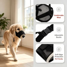 Breathable Mesh Dog Muzzle Anti-Barking Anti-Biting Adjustable Pet Mouth Cover Prevent Eating Garbage Training Muzzle For Small Medium Large Dogs - Pink - View 5