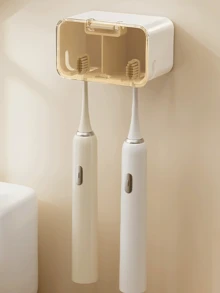 Bathroom Toothbrush Holder, Modern Wall-Mounted Design With Transparent Cover And Compartment Storage, Suitable For Electric Toothbrushes, Universal Design, Ideal For Home, Dorm And Apartment, For Organization And Storage - Multicolor - View 15