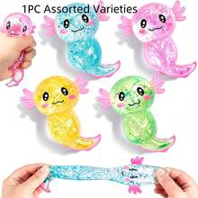 Coconut Oil Glitter Axolotl Squishy Toy, Maltose Filled Transparent Amphibian Slow Rebound Stretchable Squeeze Toy, Malleable Tactile Stress Relief Toy, Random Color, Suitable For Boys And Girls Classroom Rewards, Party Favors And Anxiety Relief - Multicolor - View 11