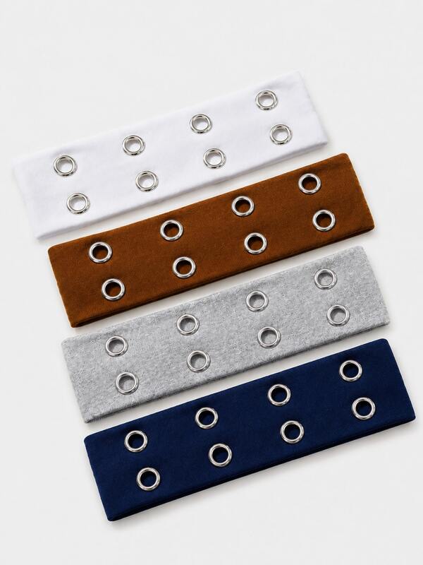 1/4pcs Women's Elastic Hair Bands With Metal Eyelets, Stretchable And Adjustable Headband Hairbands, Fashionable Hair Accessories