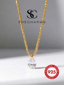 1件 S925 純銀亮面水滴項鍊 女款珠寶 派對禮物 訂婚 婚禮 永恆承諾項鍊 - 款式4 - 查看 1