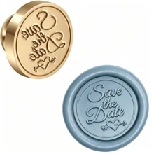1個 Save The Date 英文文字圖案蠟封印章頭（不含手柄）－婚禮邀請函蠟封印章－禮品包裝蠟印 - 預留日期 - 查看 2