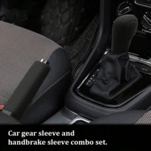 2pcs Black Silicone Car Gear Shift Lever Cover + Hand Brake Silicone Cover, Suitable For [Car Model Name], Protects Gear Shift Lever And Hand Brake, No Installation Required, Car Interior Upgrade, Fashionable Design Car Accessories, Car Decoration, Car Interior Accessories - A - View 1