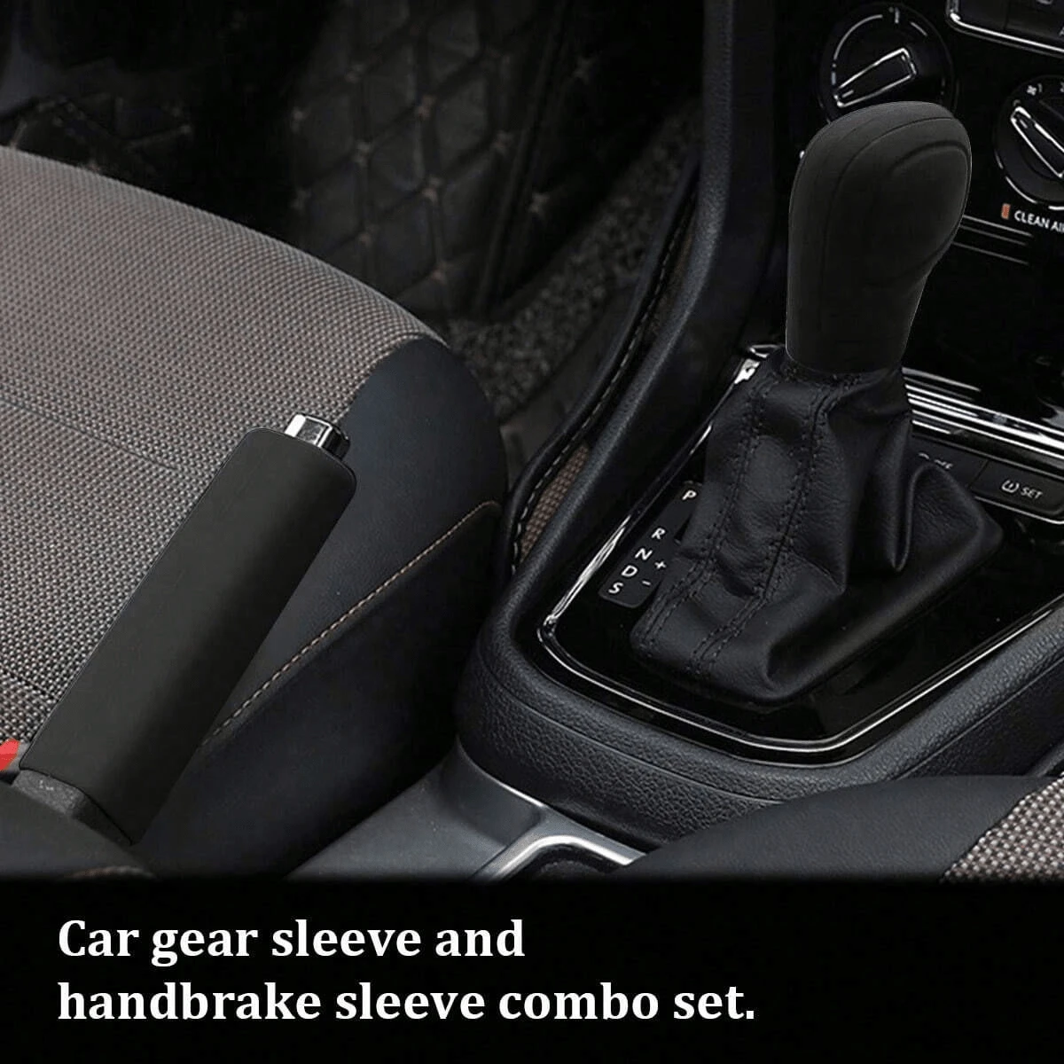 2pcs Black Silicone Car Gear Shift Lever Cover + Hand Brake Silicone Cover, Suitable For [Car Model Name], Protects Gear Shift Lever And Hand Brake, No Installation Required, Car Interior Upgrade, Fashionable Design Car Accessories, Car Decoration, Car Interior Accessories - A - View 1