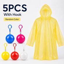 3/5/10pcs Portable Rain Poncho Balls, Random Color Disposable Raincoat With Storage Box And Hook, Lightweight Waterproof Travel Camping Cape, 1/2pcs - Multicolor - View 14