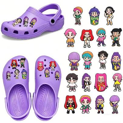 Panini Cartoon Q-Version Character Croc Shoe Charms, Anime Character Soft PVC Shoe Charms, Suitable For Clogs And Sandals