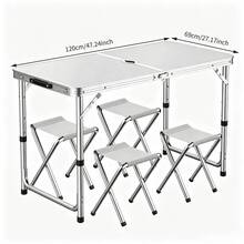 5pcs Portable Aluminum Camping Table Including 4 Stools, Foldable For Storage, Lightweight And Durable, Height Adjustable, Foldable Camping Table And Chair Set, Suitcase-Style Outdoor Picnic Table, Suitable For Travel, Beach And Backyard Barbecues - Multiple Specifications - View 11