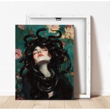 1pc Canvas Wall Art, Framed Wall Decor, Victorian Snake Head Art, Greek Mythology Wall Art, Gothic Home Decor, Snake Goddess Art Print, Eye-Catching Living Room Bedroom Decor, Unique Housewarming Gift, Snake Head Art Print, Home Decor, Room Decor Aesthetic, Dorm Decor, Bedroom Decor, Living Room Decor, Bathroom Decor, Kitchen Decor, Dining Room Decor, Apartment Decor, Housewarming Gift, Office Decor, Holiday Decor - A - View 1