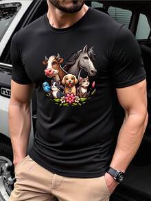 Men T-Shirts - 黑色 - 查看 6