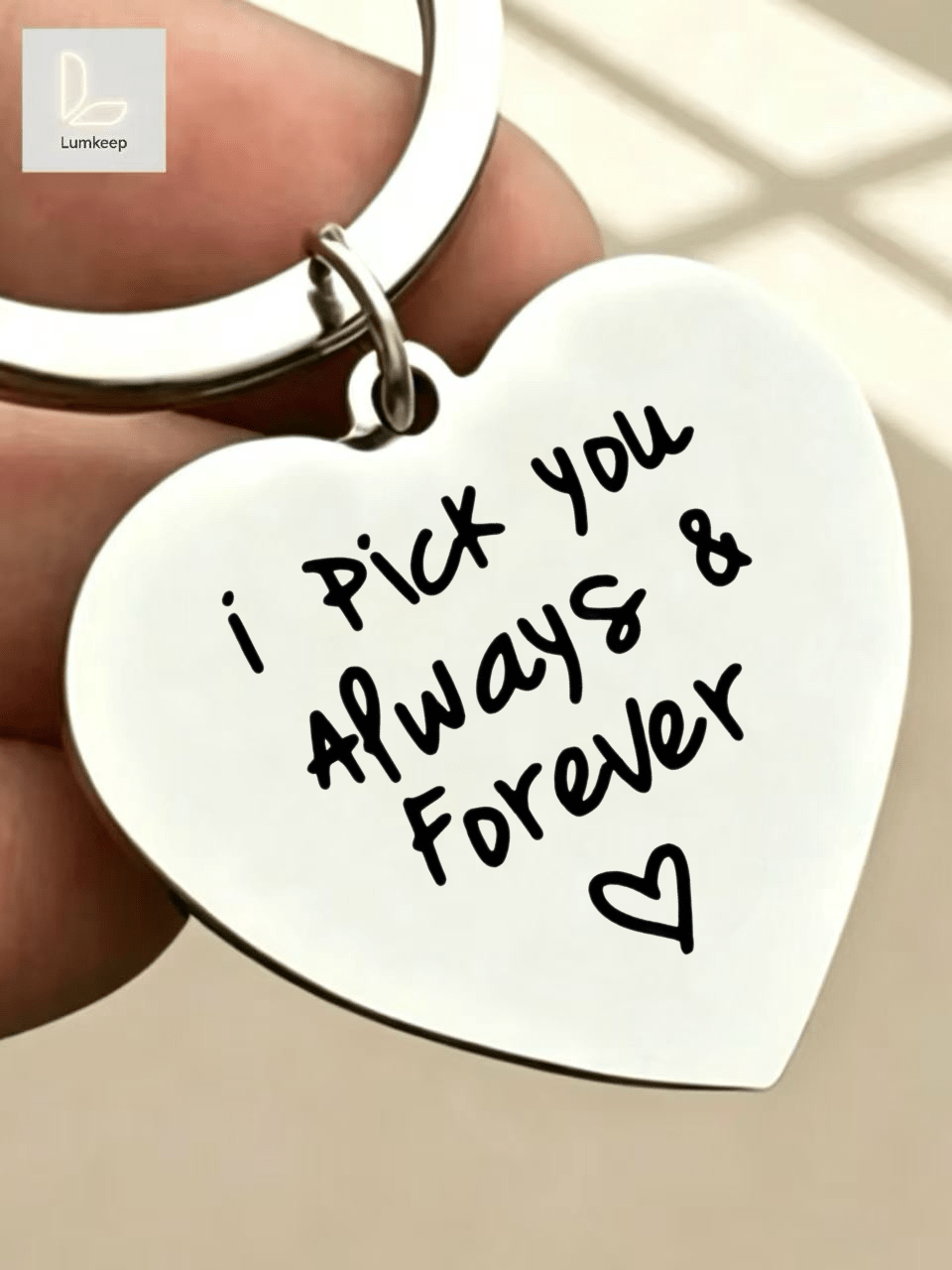"I Pick You Always & Forever" Heart Keychain – Romantic Love Gift For Her | Perfect For Valentine's Day, Anniversary, Or Just Because | Silver-Tone With Handwritten Font & Tiny Heart | Your Everyday "I Choose You" Reminder
