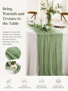 Runner da tavolo in garza di cotone, (60/90*180/300cm,45*275cm) colore unito, runner in garza stile boho per decorazione matrimonio, runner da tavolo romantico per matrimonio, festa di compleanno 10/3/1 pezzo - Runner da tavolo in garza - Visualizzare 8
