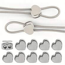4/12pcs Multi-Function Heart-Shaped Double-Hole Cord Lock (Silver/Gunmetal/Black), Spring Buckle Adjuster, Commonly Used For Hoodie, Backpack Or Clothing Drawstring Adjustment, Garment Accessories, Craft Parts, DIY Hat And Sewing Accessories - Multicolor - View 5