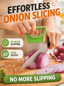 SMEGGEMS Suitable For Green Onion, Onion, Garlic, Fruit And Vegetables, Portable Kitchen Cooking Tool, Kitchen Accessory, Stainless Steel Onion Plug-In Vegetable Slicer, Suitable For 30 Households Fixed Slicer - View 3