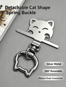 Cat-Shaped Phone Lanyard Fixing Clip, Detachable Phone Lanyard Connector, Cute Chain Buckle Phone Case Accessory, Suitable For Daily Outdoor Travel, Phone Case Matching Anti-Loss Lanyard Assembly - Multicolor - View 6