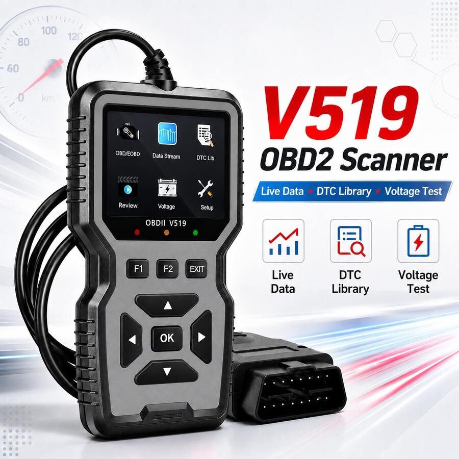 V519 OBD2 Scanner Engine Fault Code Reader Battery Voltage Tester Car Diagnostic Tool - Grey - View 1