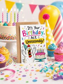 Cartoon Chick Birthday Card With Brown Envelope, Fun Slogan Colorful Confetti Cake Print, Blank Inner Paper Note Card, Creative Handwritten Greeting Stationery, Cute Birthday Gift For Friends And Family Holiday Party - Multiple Styles - View 4