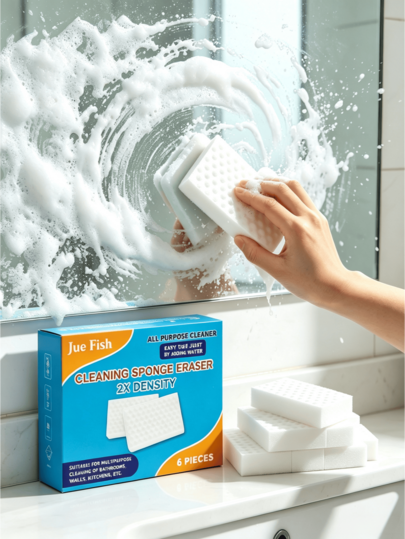JUE FISH Magic Sponge Eraser,Melamine Sponge,Nano Cleaning Sponge,Stain Remover,White Shoe Cleaner,Kitchen Scrubber,Bathroom Glass Cleaner,Multipurpose Cleaning Sponge,Household Cleaning Tool,Multi Material Cleaning Tools, Shoes/Kitchen/Bathroom/Car