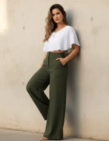 Women Pants - Military Green - View 2