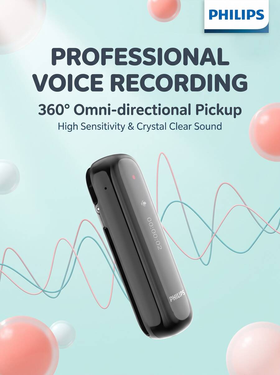 Philips VTR5170 Voice Recorder HD Noise Reduction Speech-To-Text Transcription One-Key Portable Professional Noise Cancelling - View 1