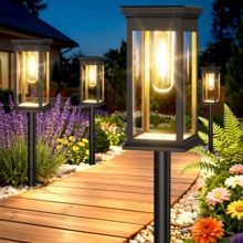 6 Pack Solar Pathway Lights Outdoor, Warm White LED Solar Garden Stake Lights, Solar Pathway Lights For Garden, Yard, Driveway & Patio - Quadratischer Wolframdraht - Übersicht 1