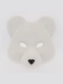 1pc Animal Bear Mask, Plush Realistic Bear Mask, Polyester Fiber, Animal Costume Party Mask, Party, Halloween - Multicolor - View 3